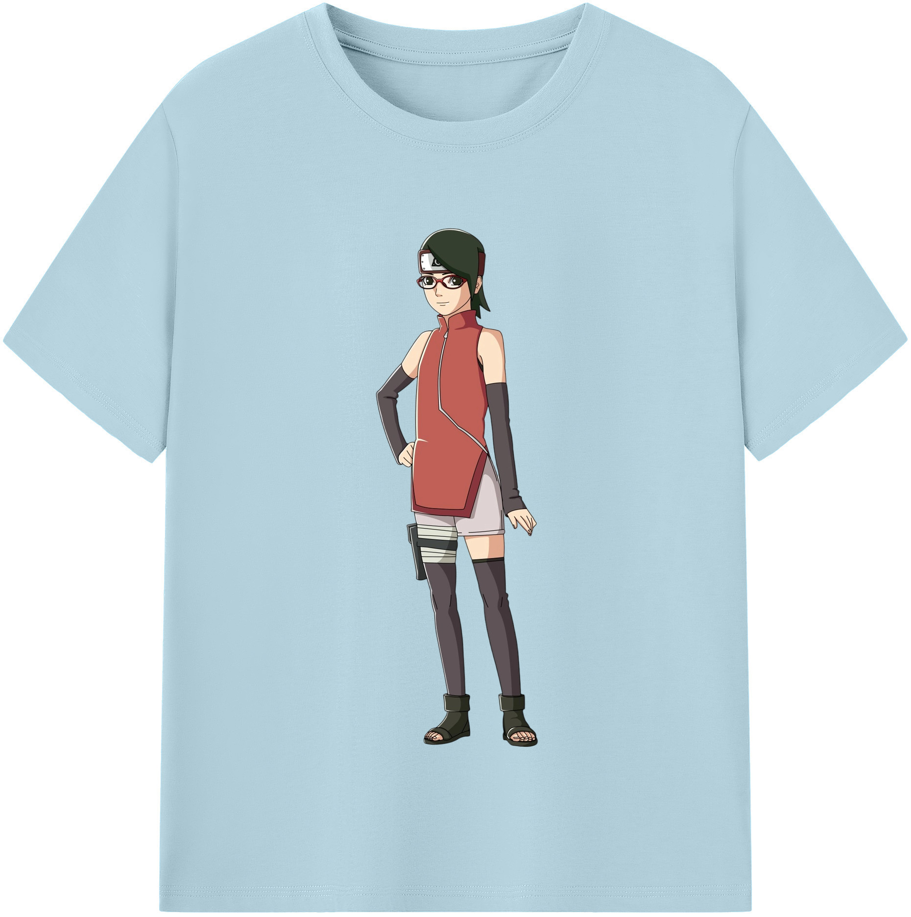 （画像用） NARUTO -ナルト- うちは サラダ Uchiha Sarada 綿100％半袖Tシャツ（フロントプリント）